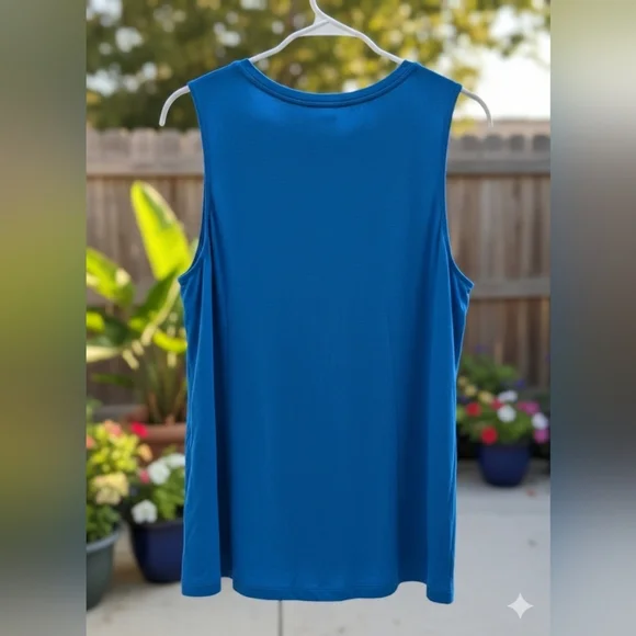 Nine West Essential Easy High-Neck Tank Santorini Blue Size Large (EUC) - Picture 4 of 7